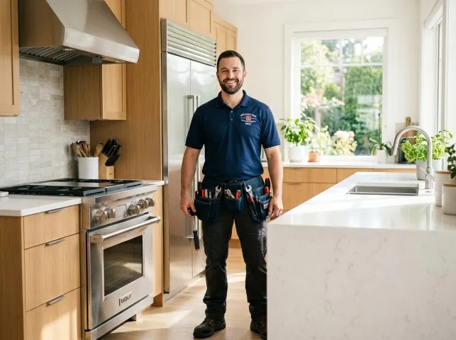 Appliance Repair Hero technician in a Atascosa, TX kitchen after an appliance repair